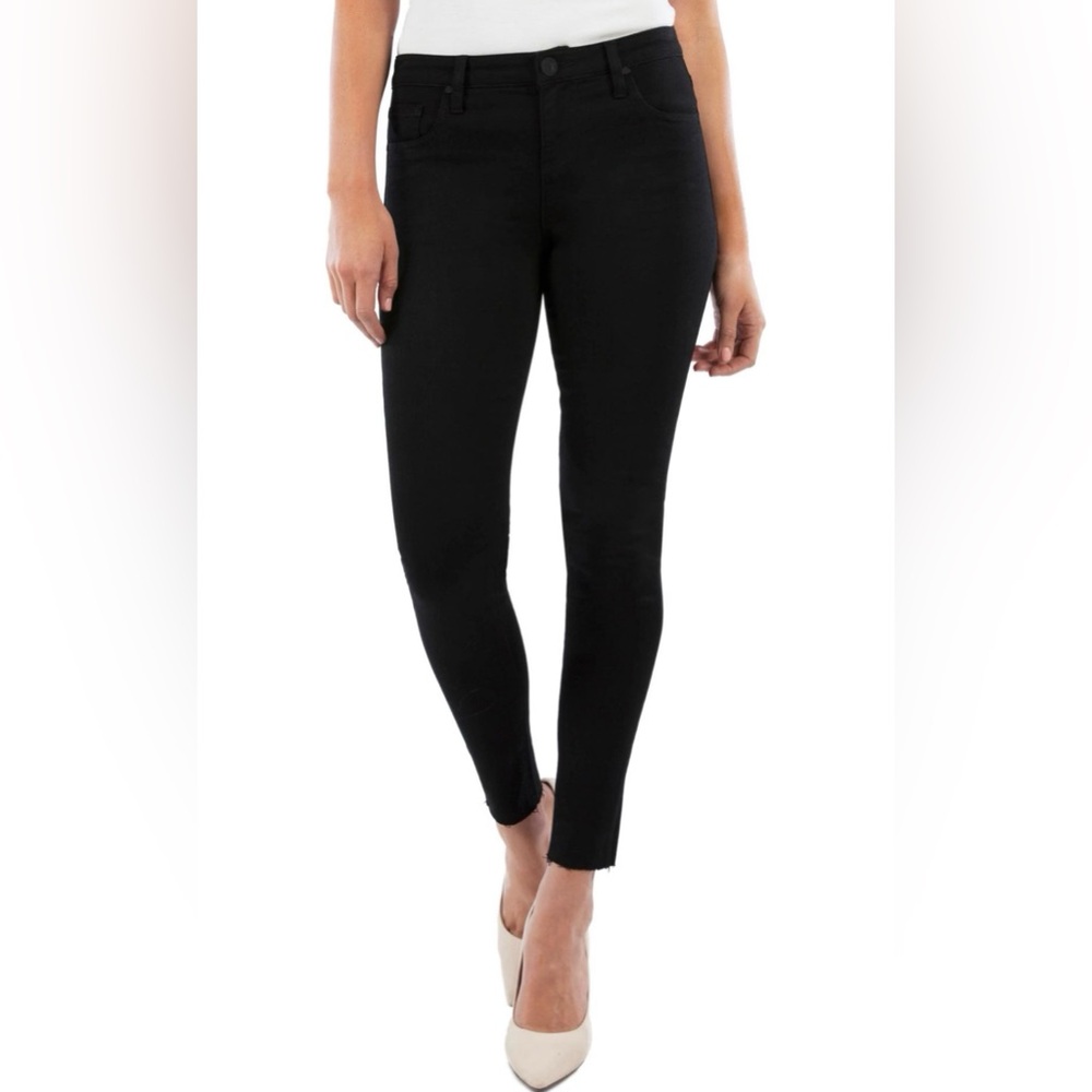 Kut from the Kloth Donna High Waist Ankle Fray in Black Size 10